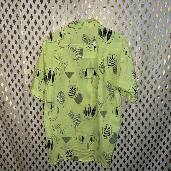 Mixed company by Serkes Bright neon yellow fluorescent button up short sleeve sh - Picture 2 of 4